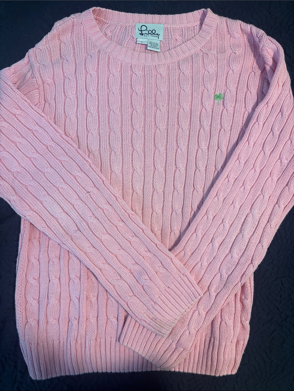 Lilly Pulitzer Pink Cable Knit Crewneck Sweater